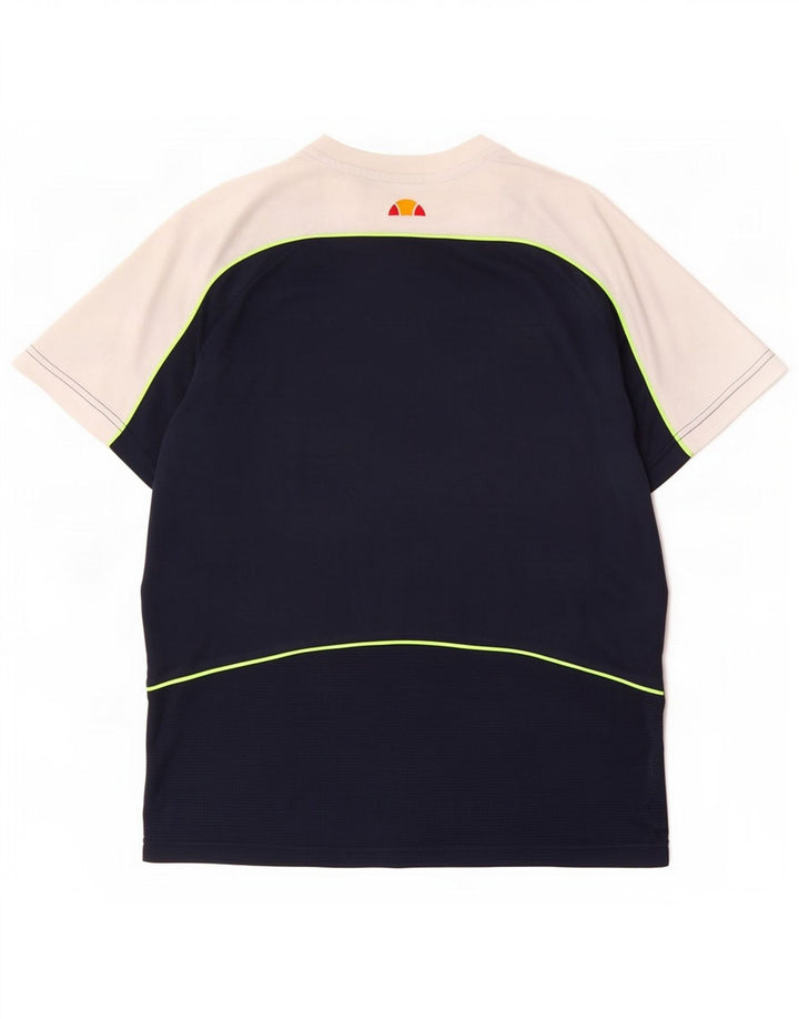 T-shirt grafica da uomo Ellesse Top Small in poliestere color block blu navy