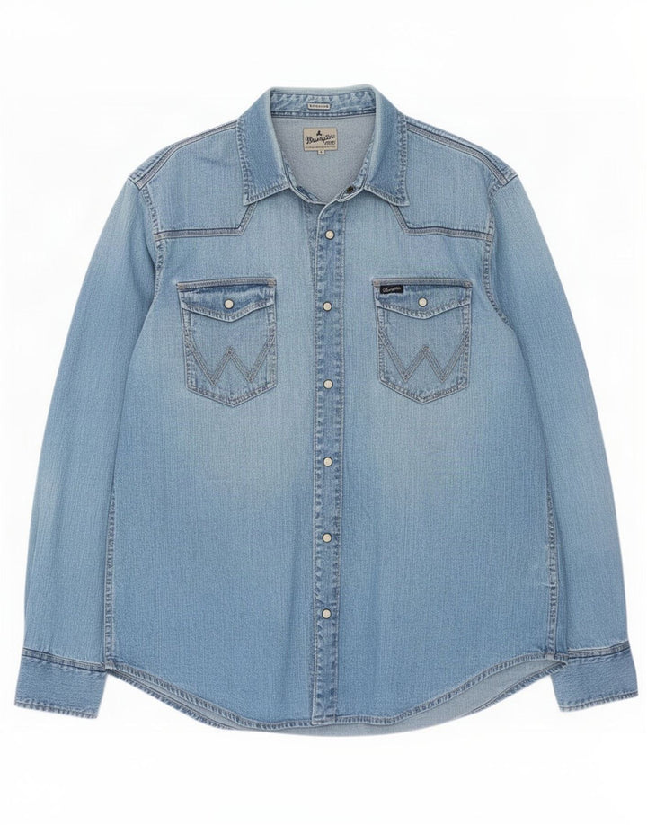 Camicia di jeans da uomo Wrangler XL in cotone blu