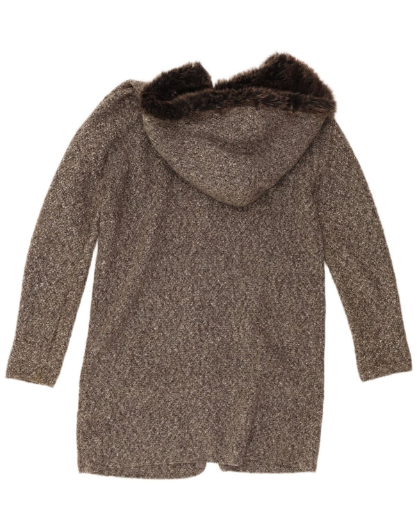 Soprabito oversize in maglia con cappuccio da donna Zara UK 10 piccolo acrilico chiazzato grigio