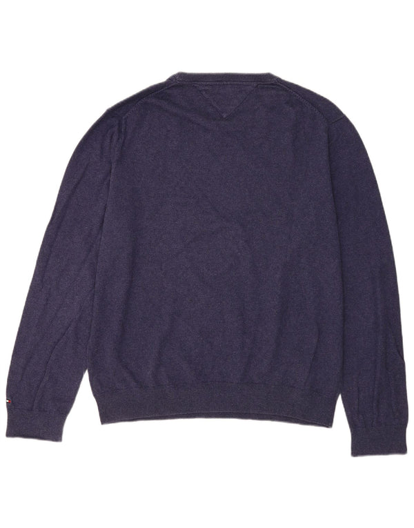 Maglione maglione girocollo da uomo Tommy Hilfiger XL in cotone blu navy