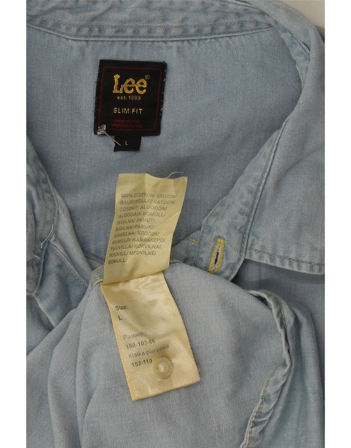 Camicia Lee da donna slim fit in denim di grandi dimensioni in cotone blu