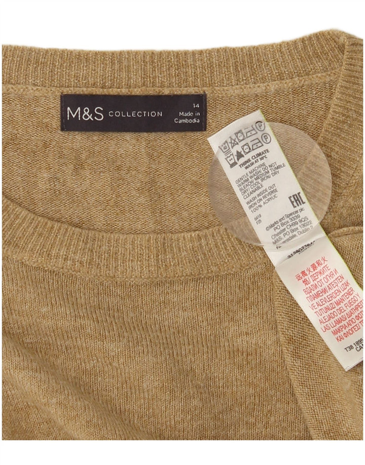 MARKS & SPENCER Womens Boat Neck Jumper Sweater UK 14 Medium Beige Acrylic