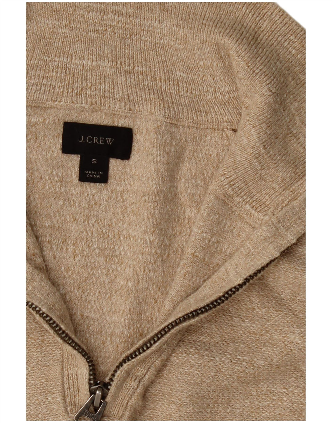 J. Crew Maglione da uomo con zip e collo piccolo in cotone beige