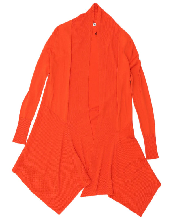 Maglione cardigan asimmetrico lungo da donna Zara UK 10 piccolo viscosa arancione