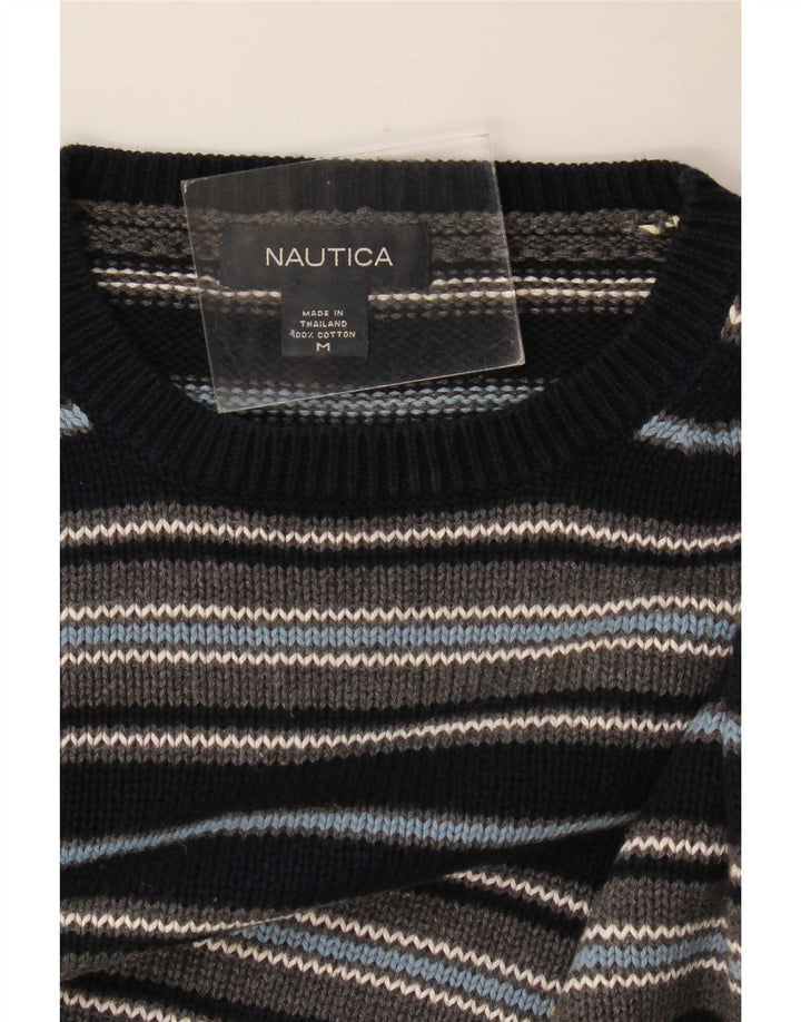 Maglione da uomo girocollo Nautica in cotone a righe medie blu navy