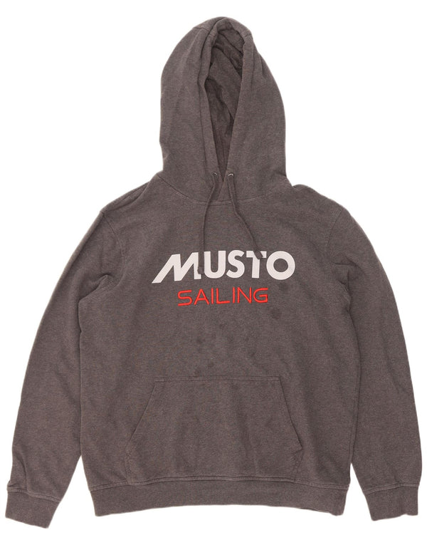 Felpa con cappuccio grafica da uomo Musto XL in cotone grigio