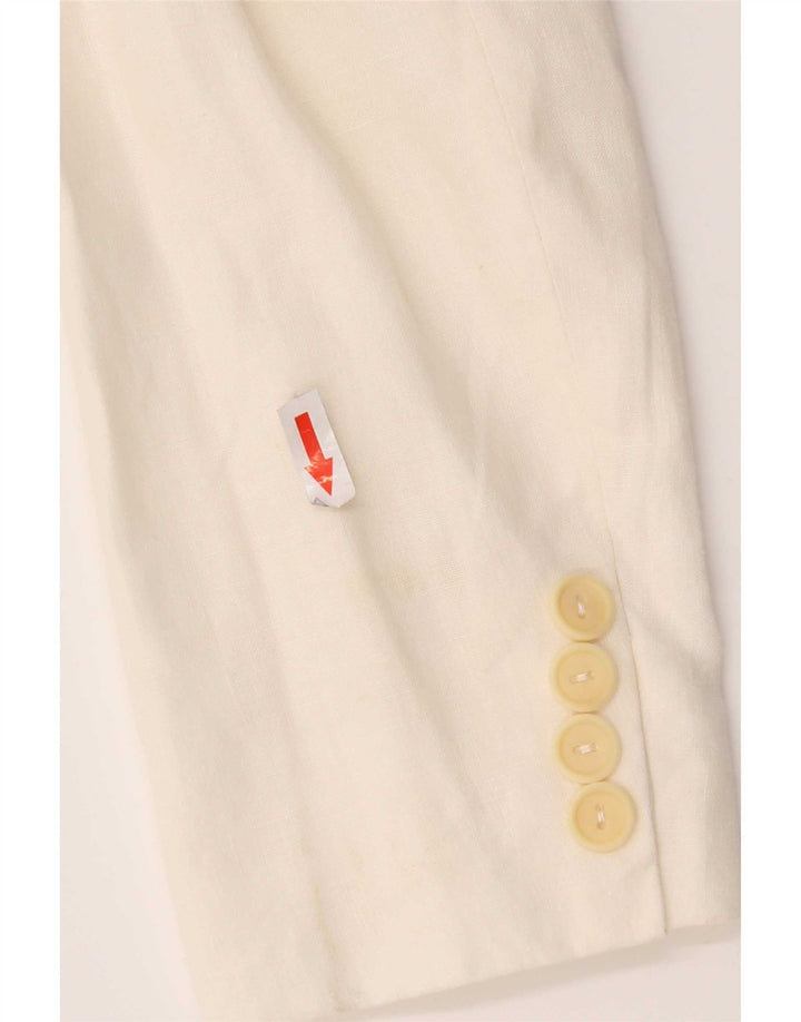Max & Co. Giacca blazer da donna a 3 bottoni UK 8 piccola in lino bianco