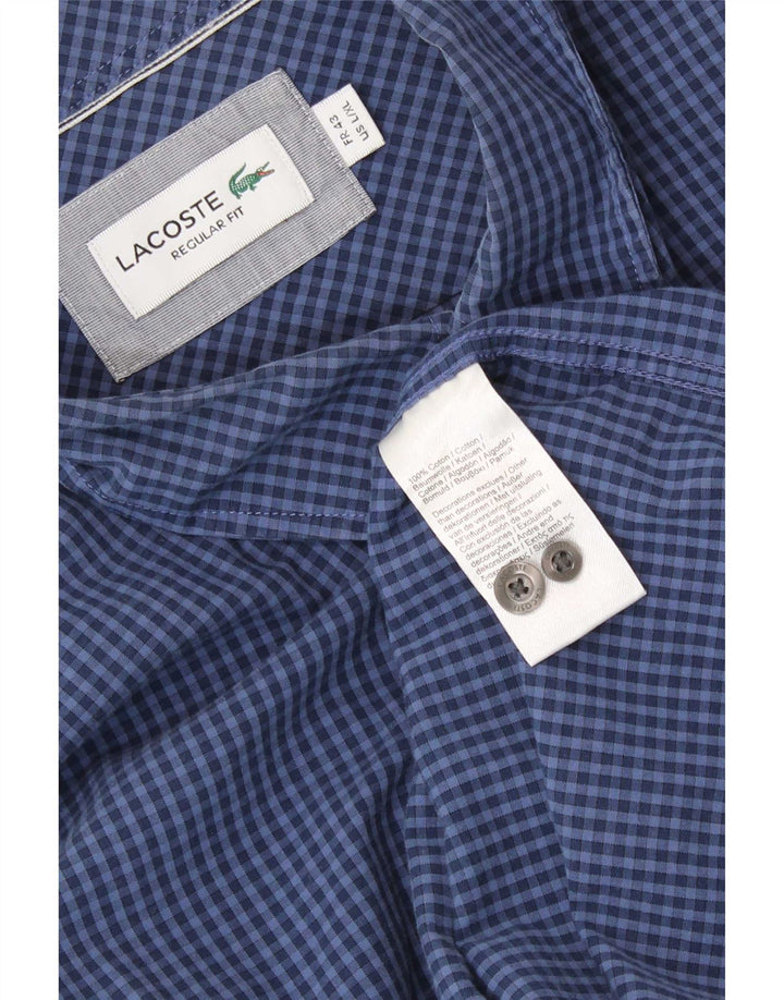 Camicia Lacoste da uomo vestibilità regolare taglia 43 grande cotone a quadretti blu
