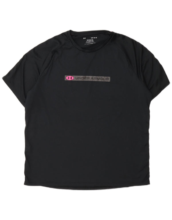T-shirt grafica da uomo Under Armour Top grande in poliestere nero