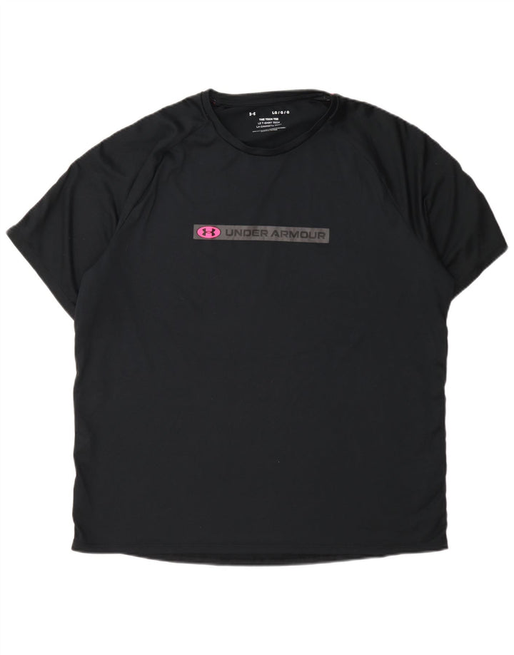 T-shirt grafica da uomo Under Armour Top grande in poliestere nero