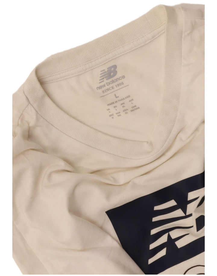 NEW BALANCE Mens Graphic T-Shirt Top Large White