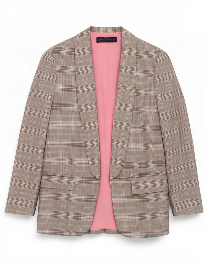 Giacca Blazer Aperta Donna Trussardi Jeans IT 42 Poliestere a quadri Grigio Medio