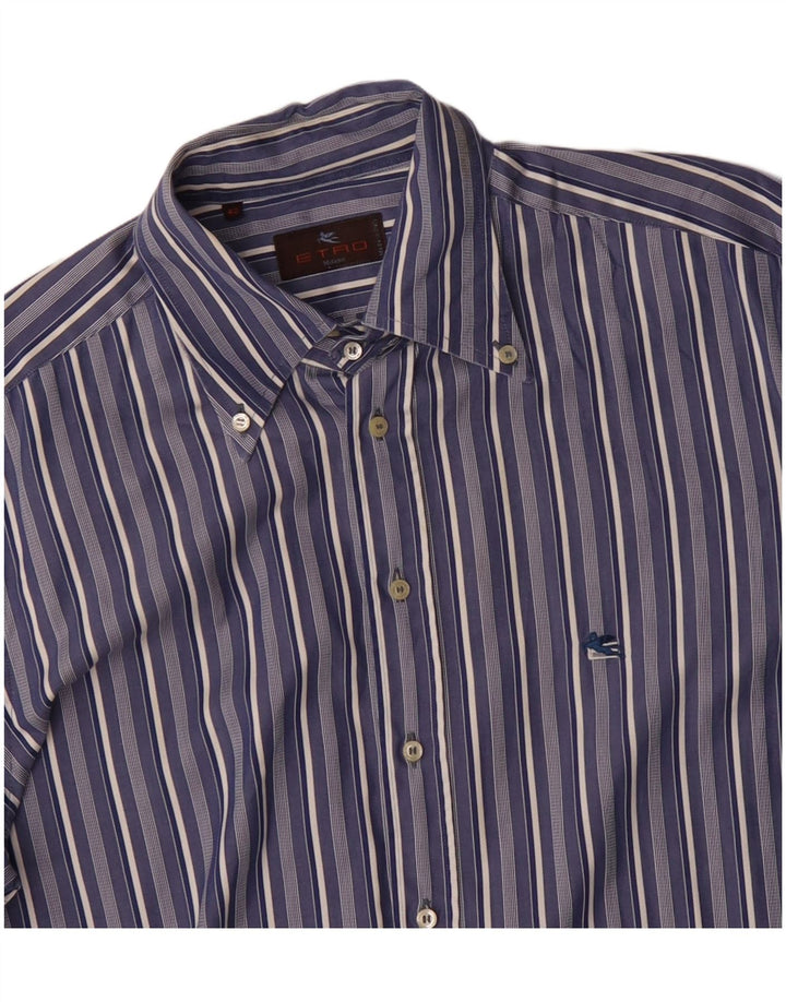 Camicia da uomo Etro taglia 42 in cotone a righe grandi blu