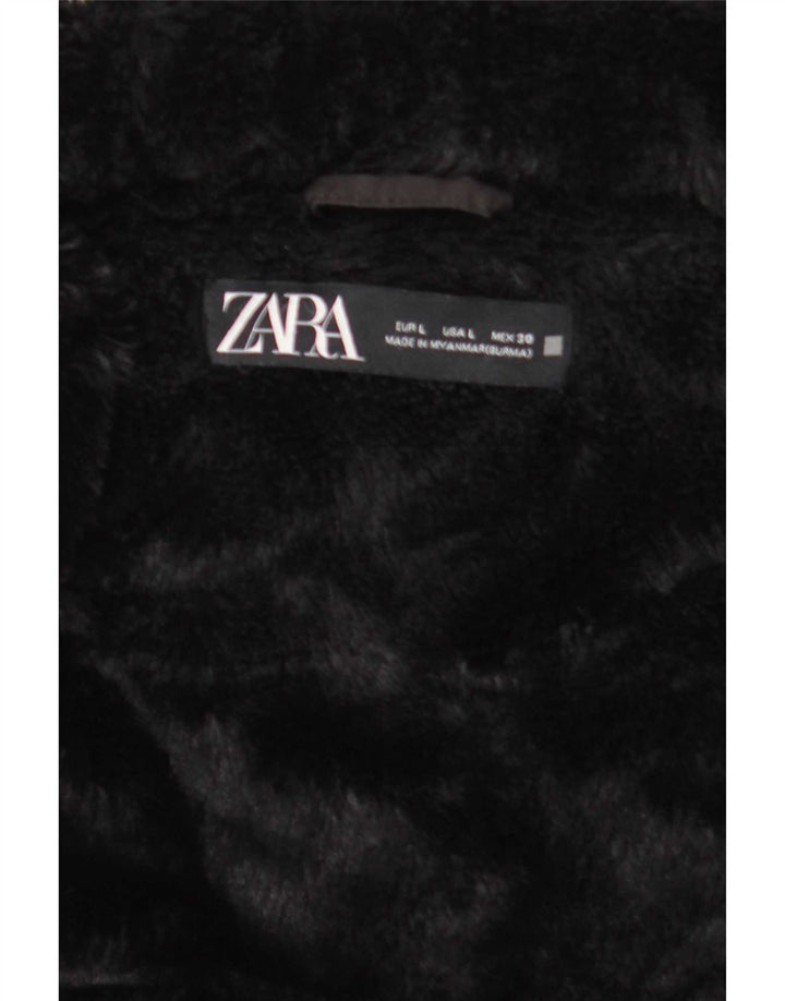Giacca imbottita con cappuccio da donna Zara UK 16 grande poliestere nero