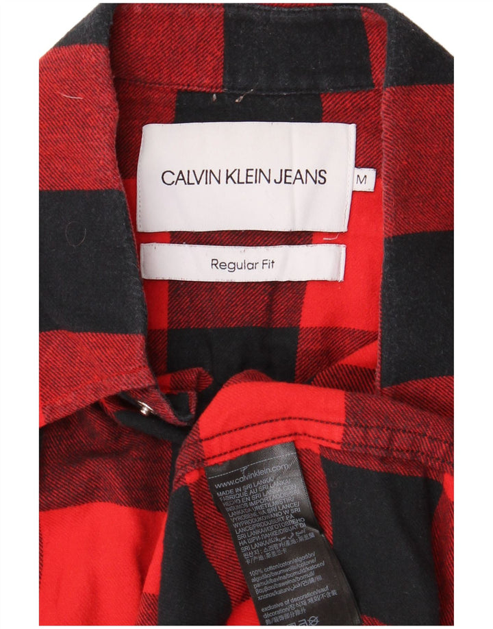 CALVIN KLEIN JEANS Camicia da uomo in flanella vestibilità regolare in cotone scozzese rosso medio