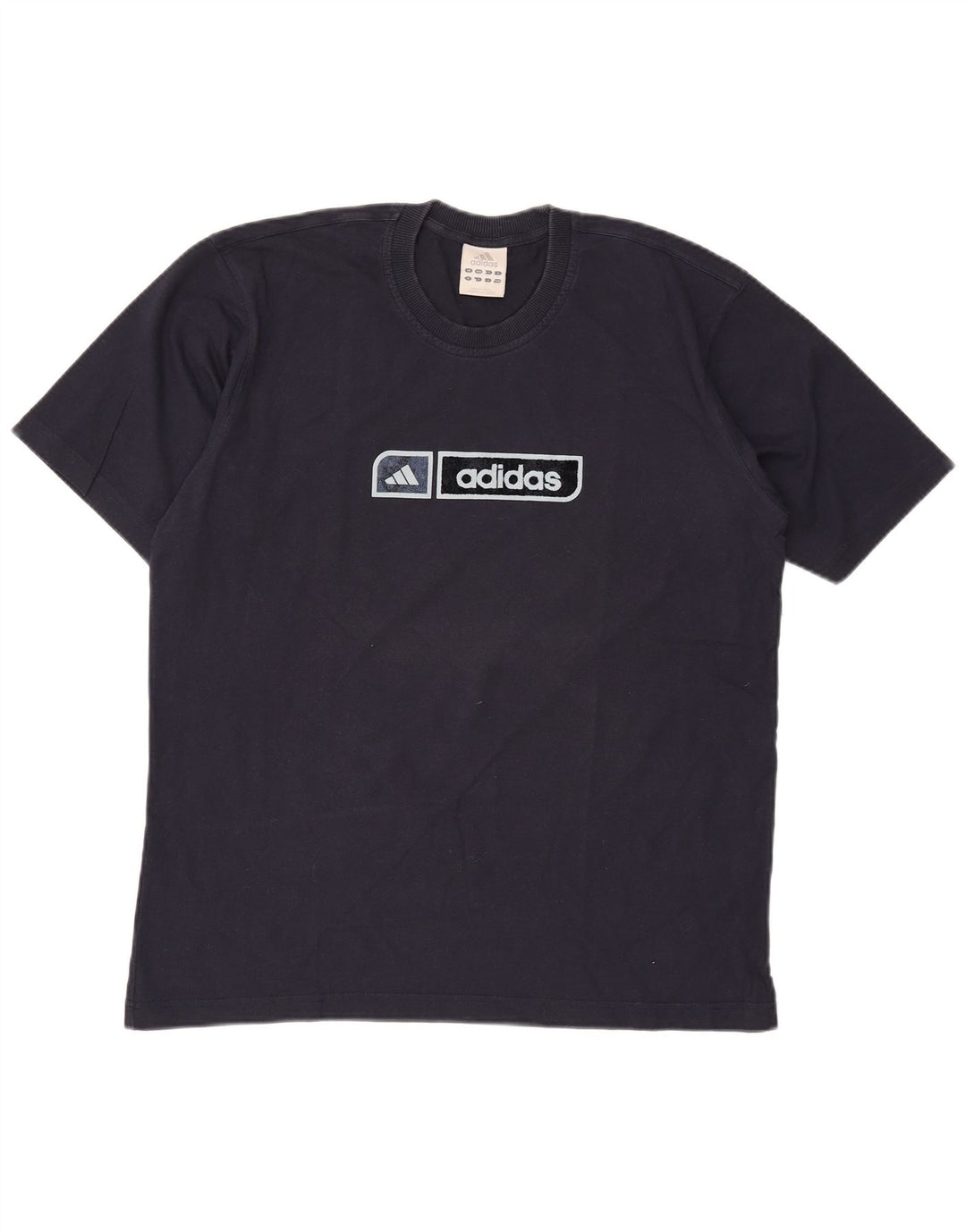 T-shirt grafica da uomo Adidas Top grande in cotone blu navy