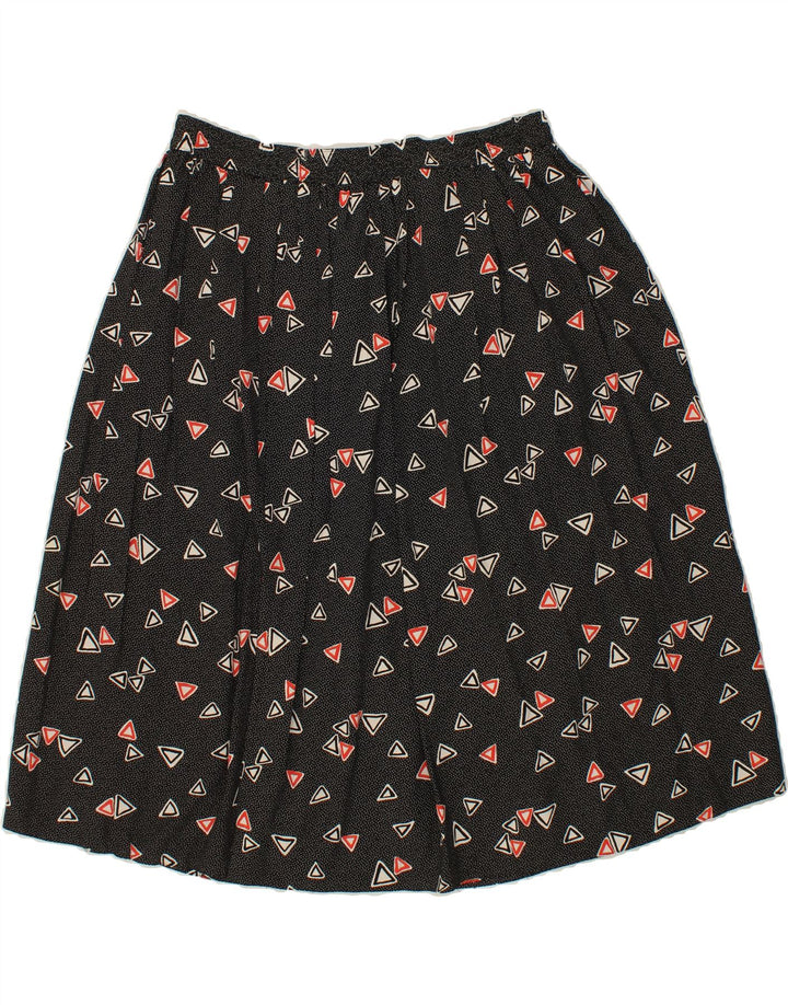 VINTAGE Womens Abstract Pattern A-Line Skirt IT 44 Medium W32  Black Vintage Vintage and Second-Hand Vintage from Messina Hembry 