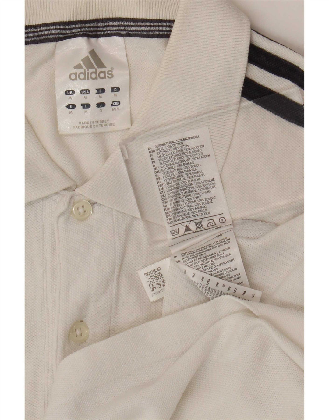 Polo Adidas da uomo in cotone bianco medio