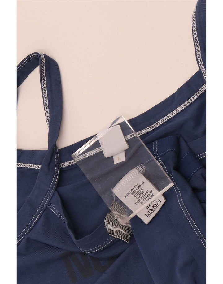 Canottiera grafica da donna North Sails UK 14 grande cotone blu navy