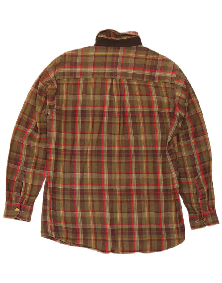 Camicia in flanella da uomo Univers, cotone a quadri kaki di grandi dimensioni