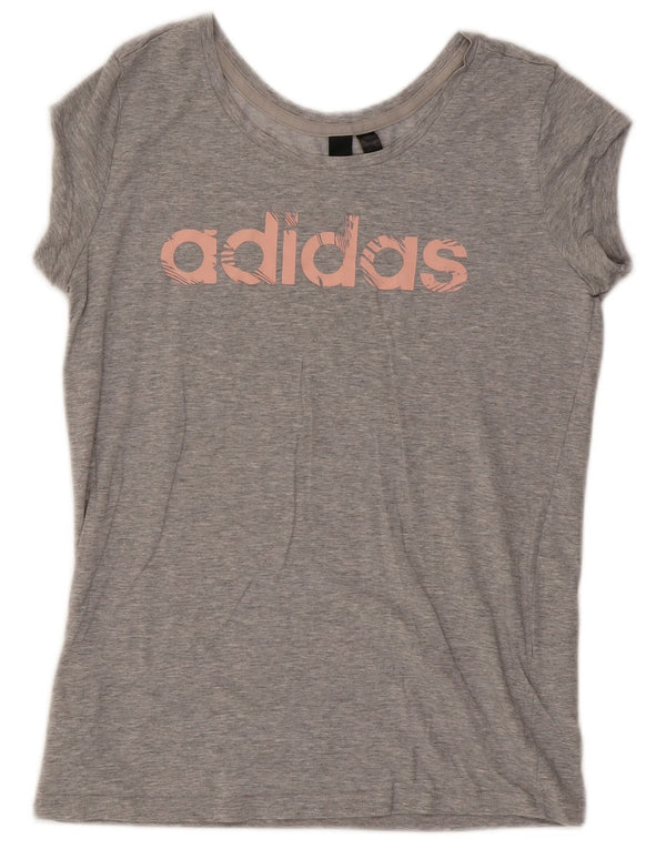 T-shirt grafica da donna Adidas Top UK 10 piccola in cotone grigio
