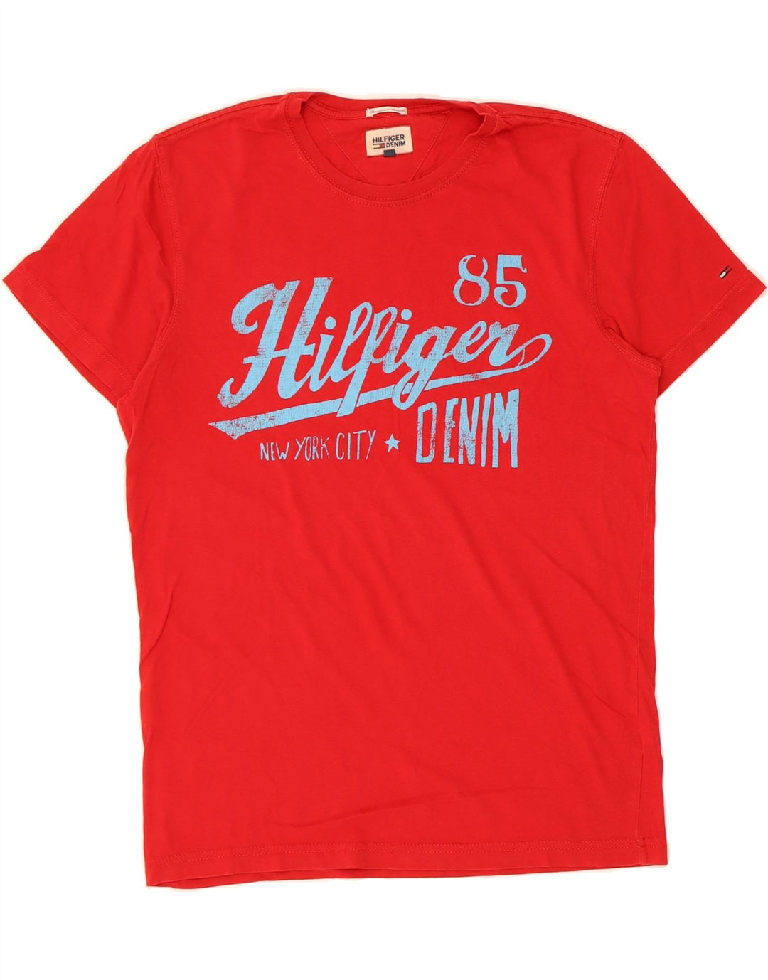 TOMMY HILFIGER Mens Graphic T-Shirt Top Medium Red Cotton Vintage Tommy Hilfiger and Second-Hand Tommy Hilfiger from Messina Hembry 