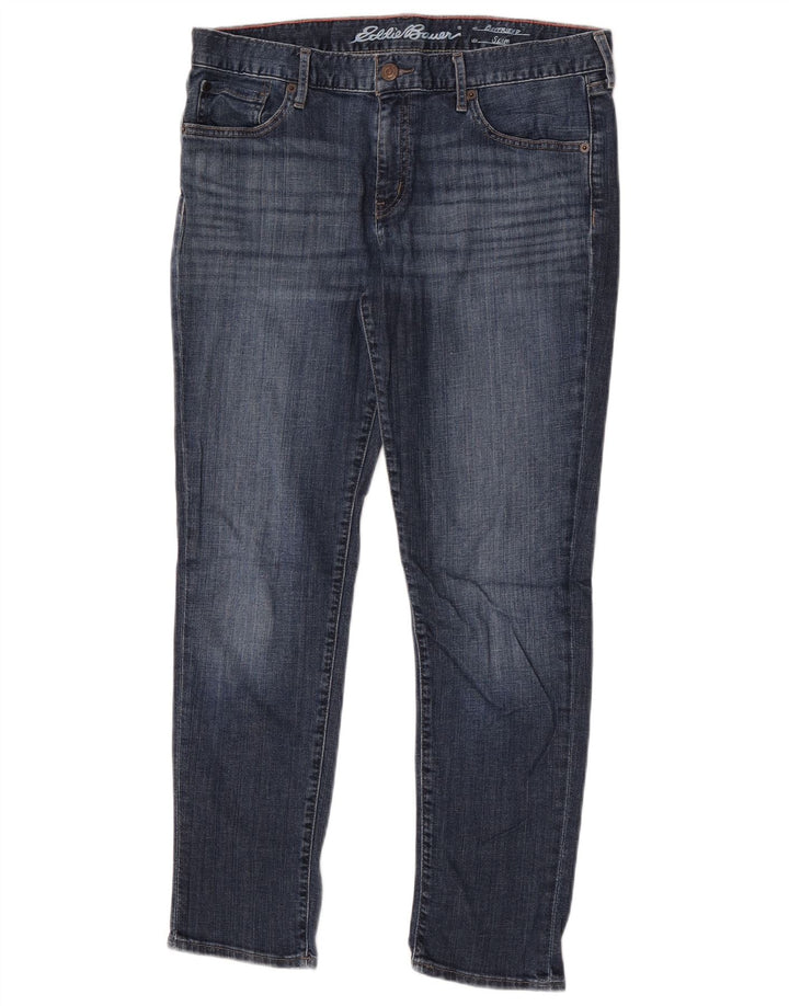 Eddie Bauer Jeans Boyfriend Capri Slim da donna US 8 Medio W32 L20 Blu