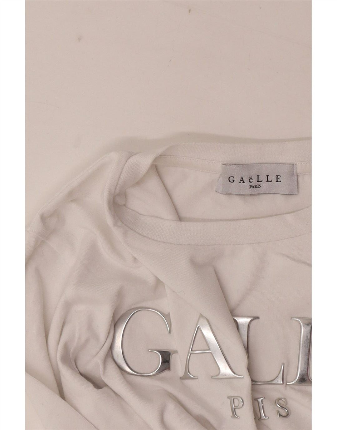 Top grafico da donna Gaelle manica lunga UK 6 XS Bianco