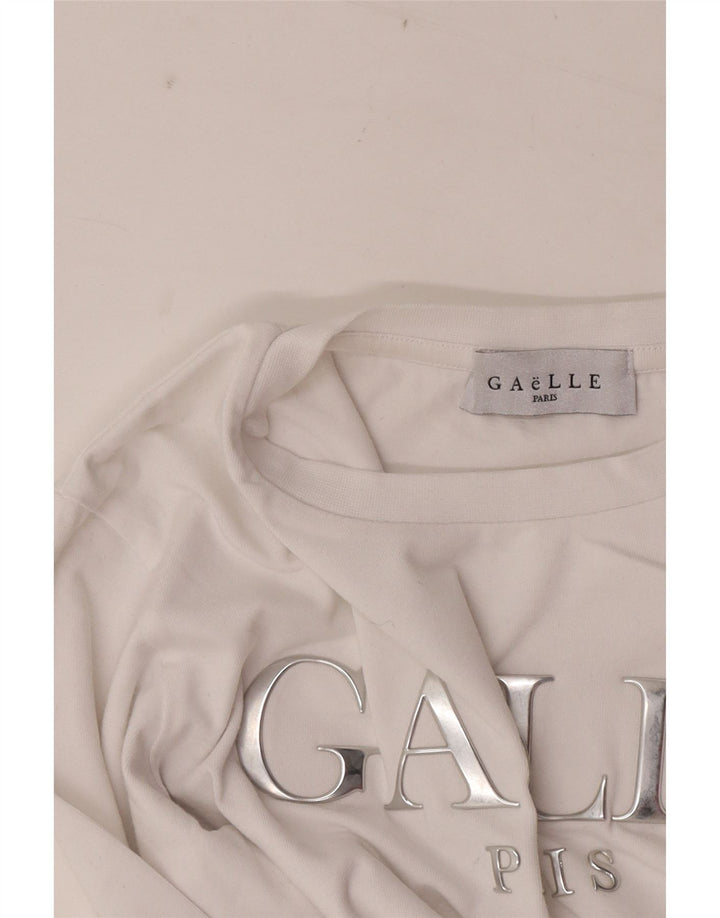 Top grafico da donna Gaelle manica lunga UK 6 XS Bianco