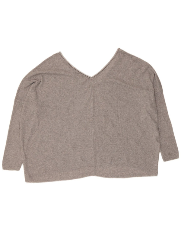 Maglione oversize con scollo a V da donna Zara UK 14 Grigio medio