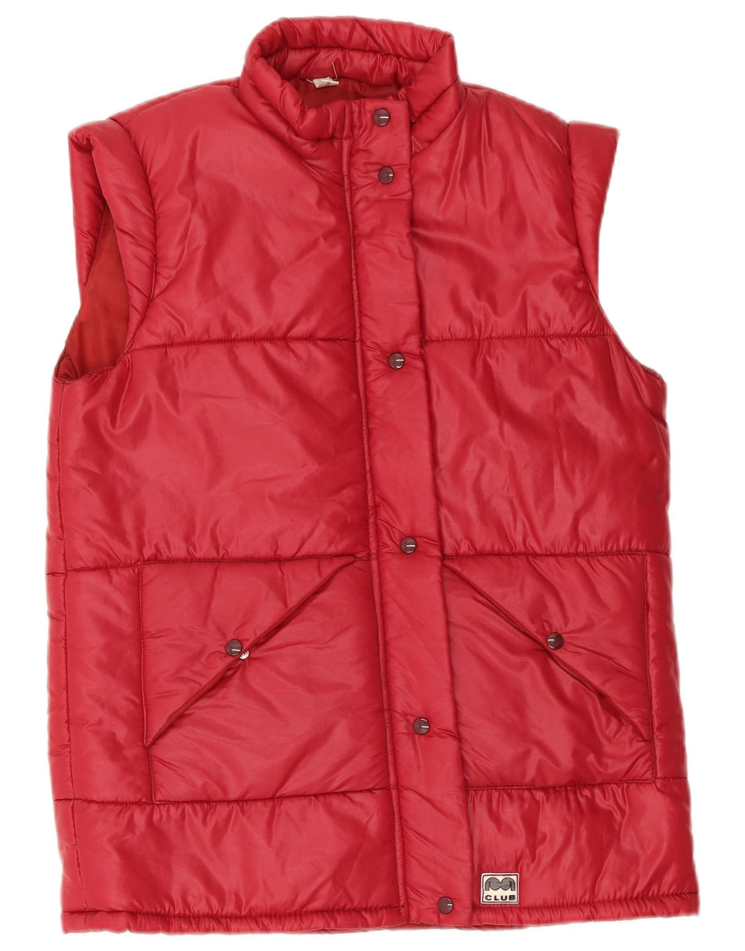 Gilet imbottito vintage da donna IT 46 Large rosso in poliammide