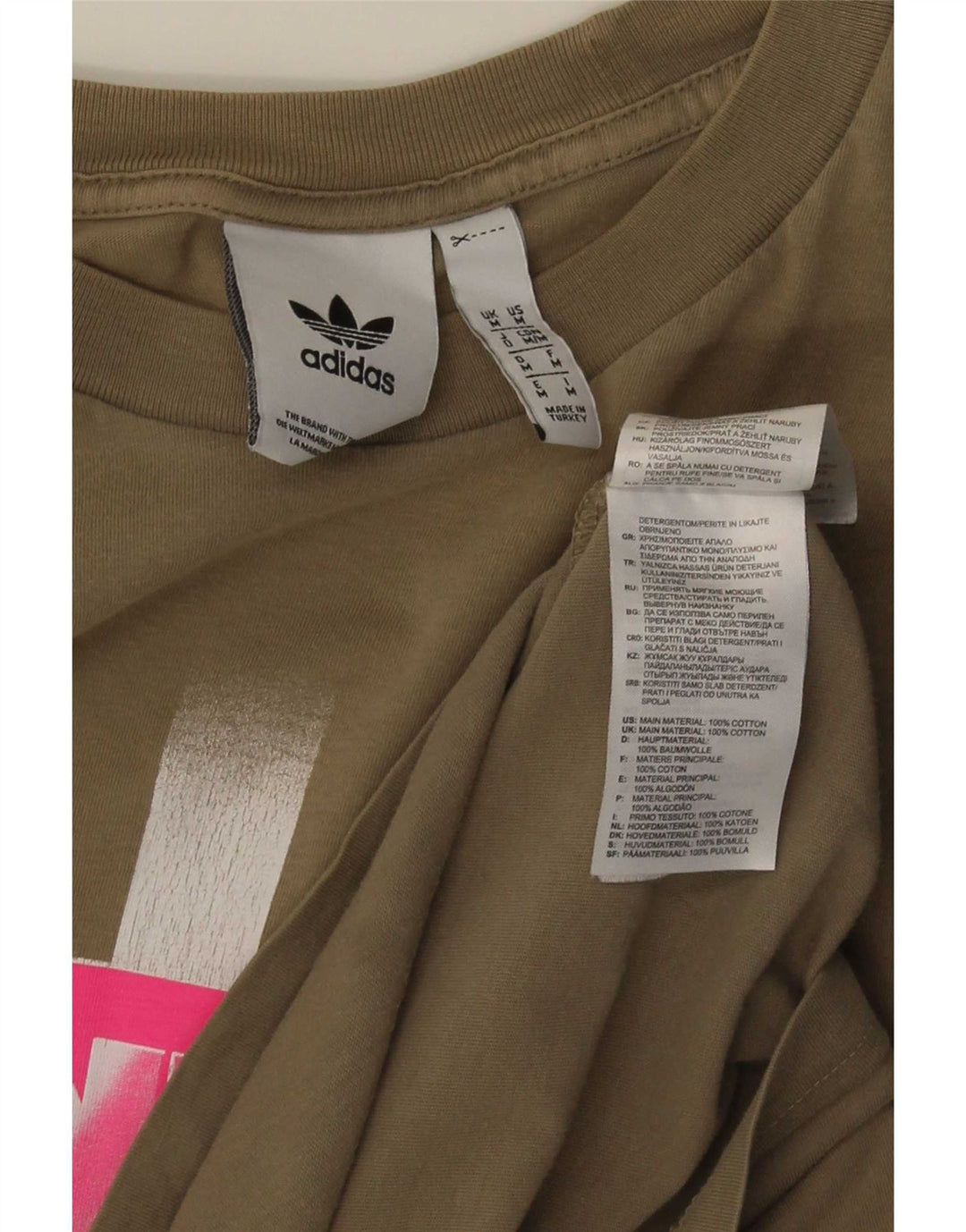 T-shirt grafica da uomo Adidas Top in cotone kaki medio