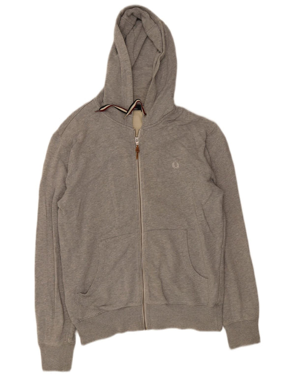 Maglione con cappuccio e zip da uomo Fred Perry grande in cotone grigio