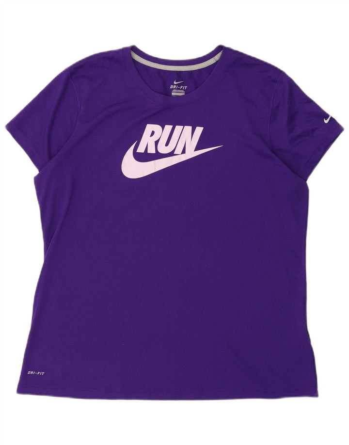 T-shirt grafica Nike Dri Fit da uomo XL viola in poliestere