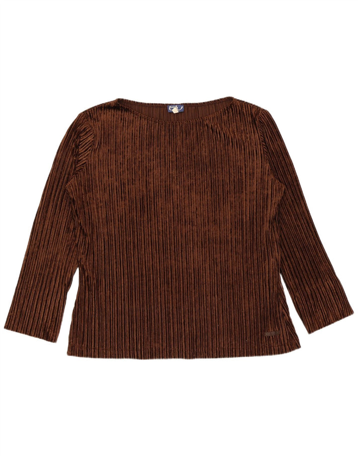 Byblos Top oversize da donna a maniche lunghe UK 16 Large Marrone Poliestere