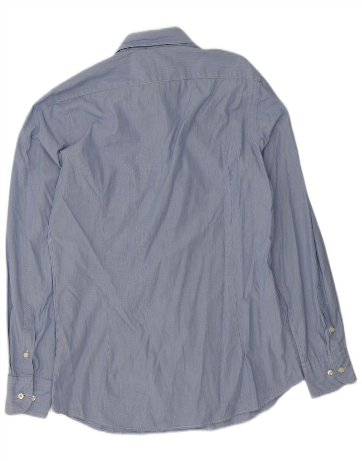 Camicia da uomo slim fit Massimo Dutti piccola in cotone gessato blu