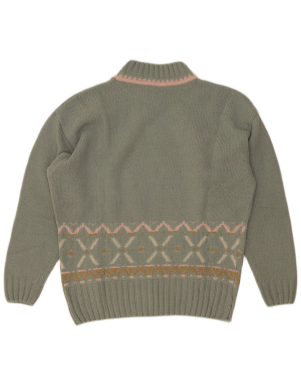 Maximilian Maglione da donna con collo alto e maglione UK 14 Verde medio Fair Isle