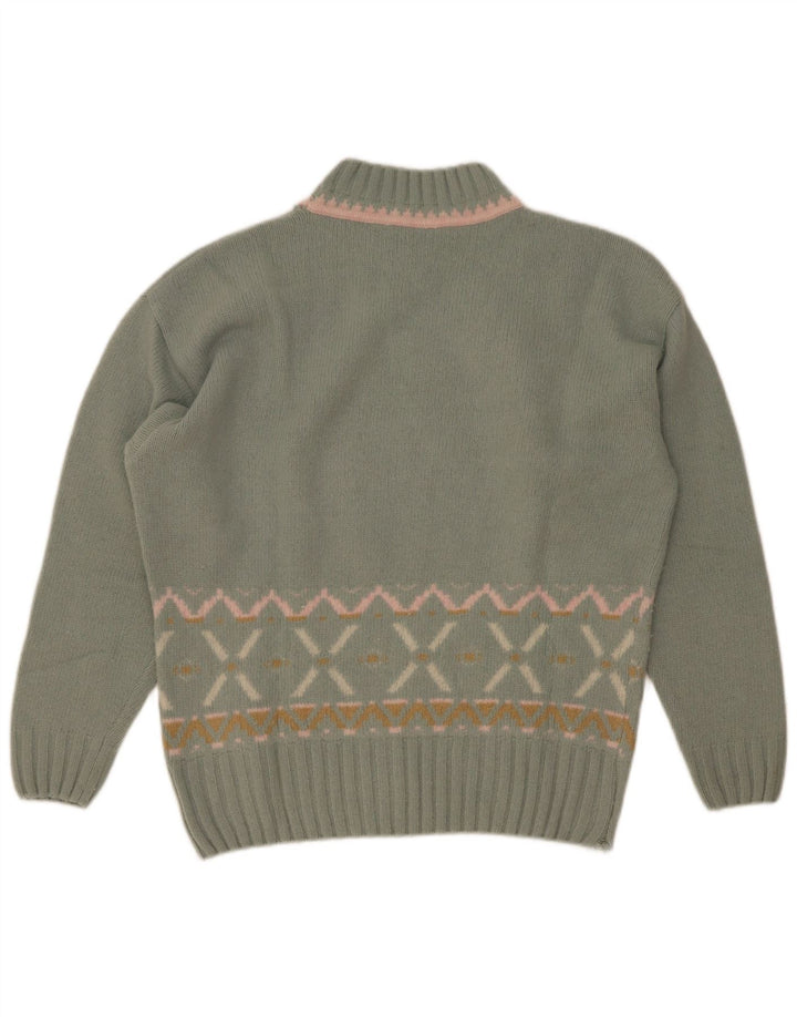 Maximilian Maglione da donna con collo alto e maglione UK 14 Verde medio Fair Isle