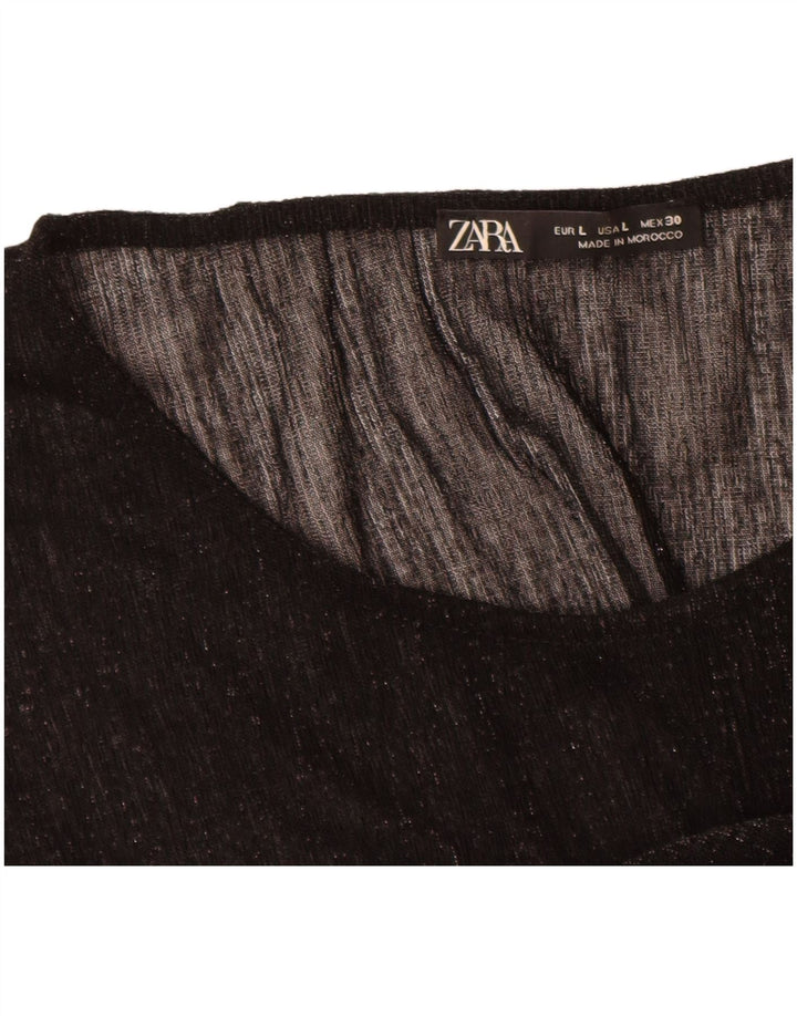 Camicetta da donna Zara Top UK 16 grande nera screziata