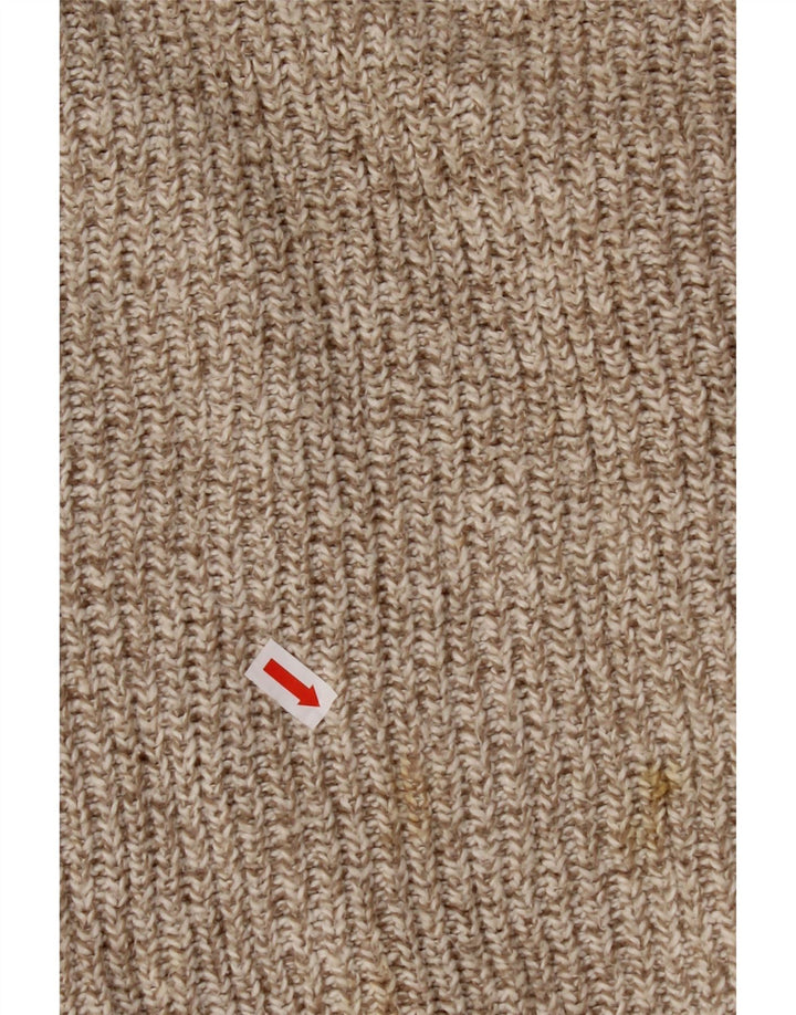 EDDIE BAUER Maglione da uomo oversize con collo a bottoni XL Beige chiazzato
