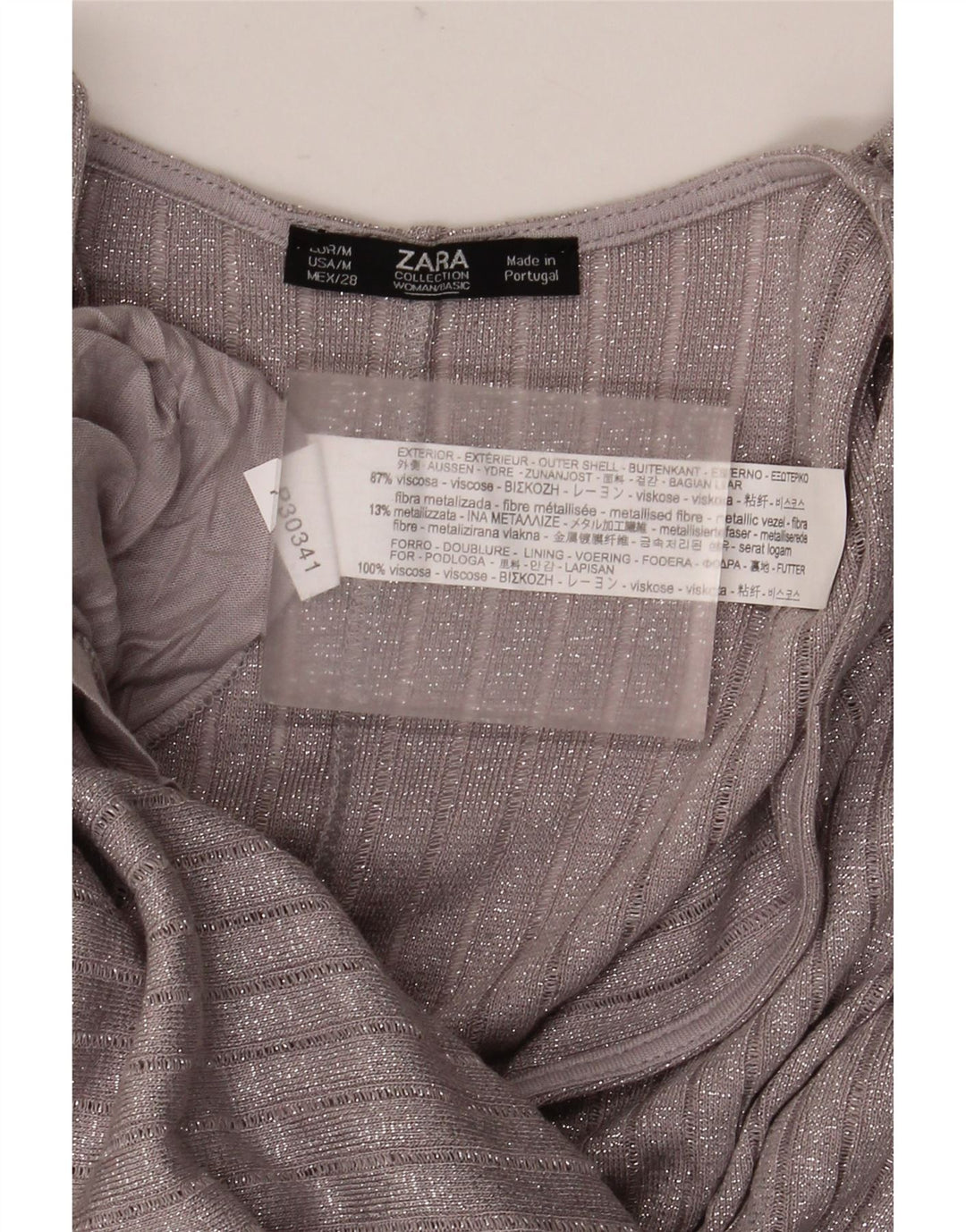 Abito a trapezio a pipistrello da donna Zara con maniche a 3/4 UK 12 medio argento chiazzato