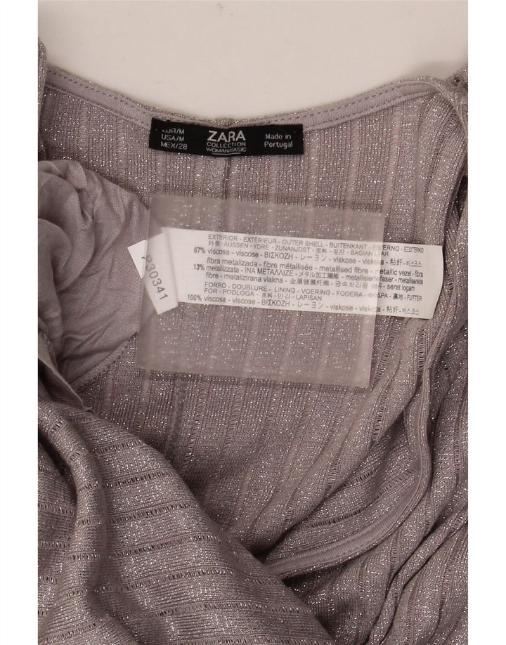 Abito a trapezio a pipistrello da donna Zara con maniche a 3/4 UK 12 medio argento chiazzato