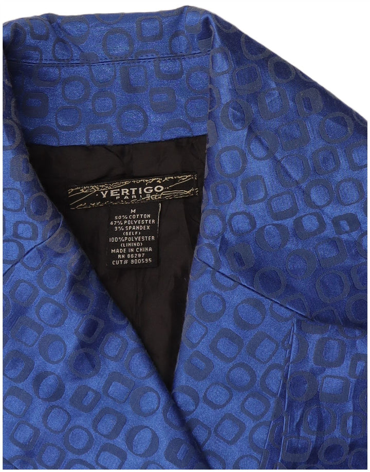 Giacca blazer corta da donna Vertigo UK 14 Blu medio geometrico