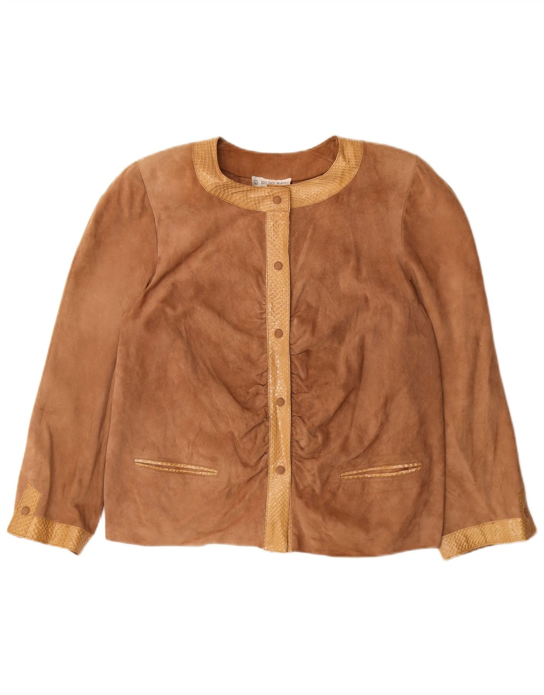 Giacca in pelle scamosciata da donna Bruno Magli UK 14 grande marrone