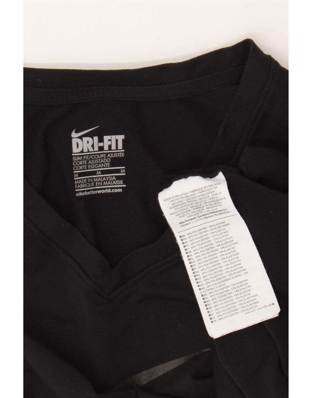 T-shirt grafica Nike Dri Fit Slim da donna, taglia UK 12, poliestere nero medio
