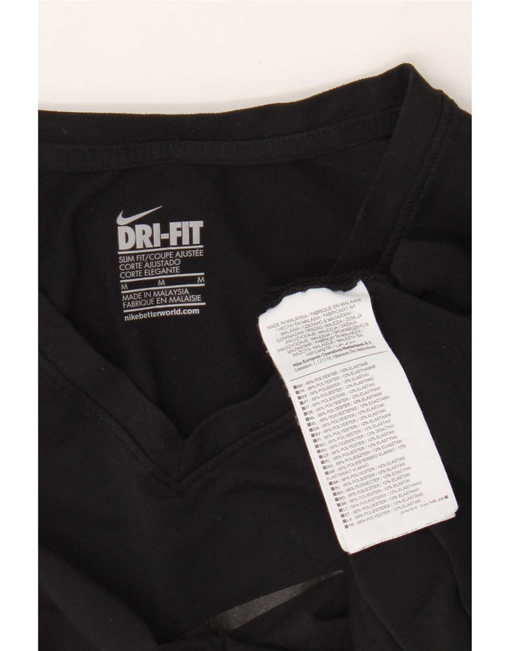 T-shirt grafica Nike Dri Fit Slim da donna, taglia UK 12, poliestere nero medio