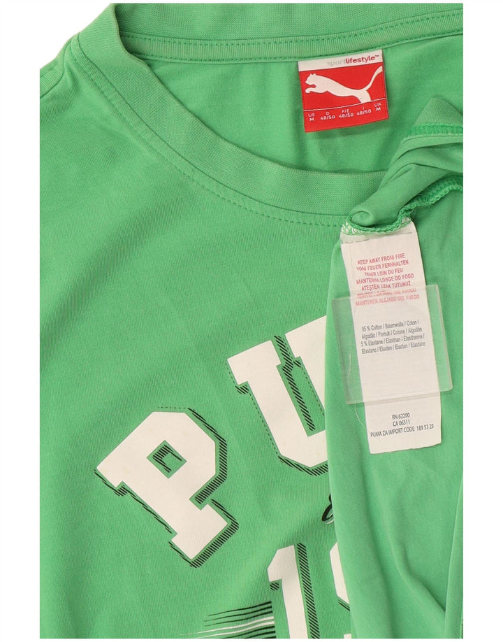T-shirt grafica da uomo Puma Top in cotone verde medio