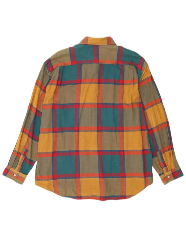 STEFANEL Camicia da uomo in flanella XL in cotone a quadri multicolore