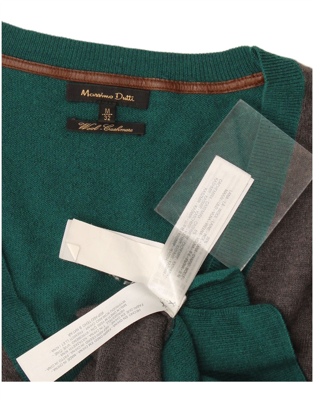 Massimo Dutti Maglione cardigan da donna UK 14 Lana color block verde medio