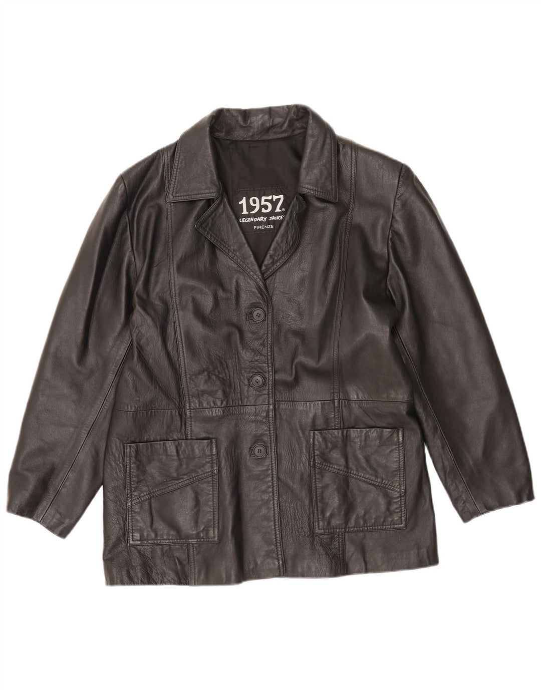 Giacca in pelle da donna leggendaria del 1957 UK 14 Pelle nera media